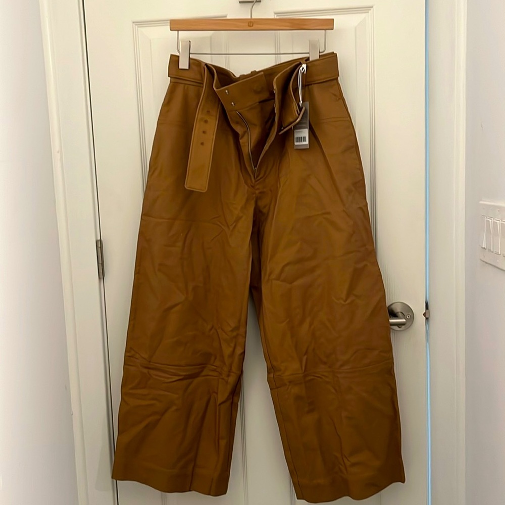 Everlane high waisted structured wide legged pants in toasted coconut